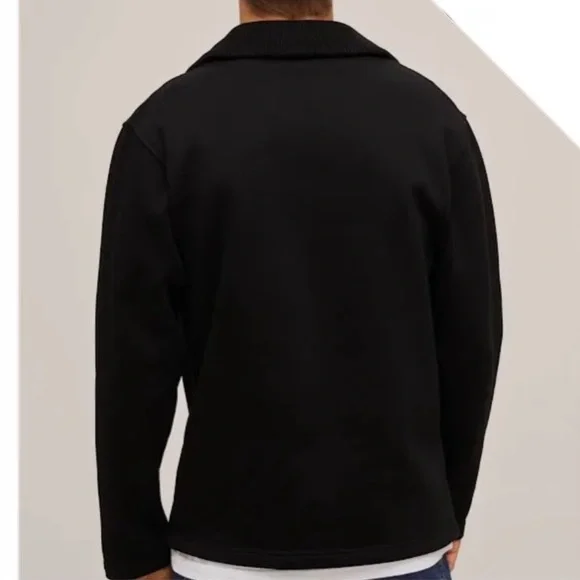Theory Camner Quarter-Zip Funnel Neck Black Cotton Blend Pullover Sweatshirt XL - Picture 7 of 11